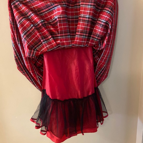 Jona Michelle black velvet look top with red plaid dress size 8 - Picture 3 of 11
